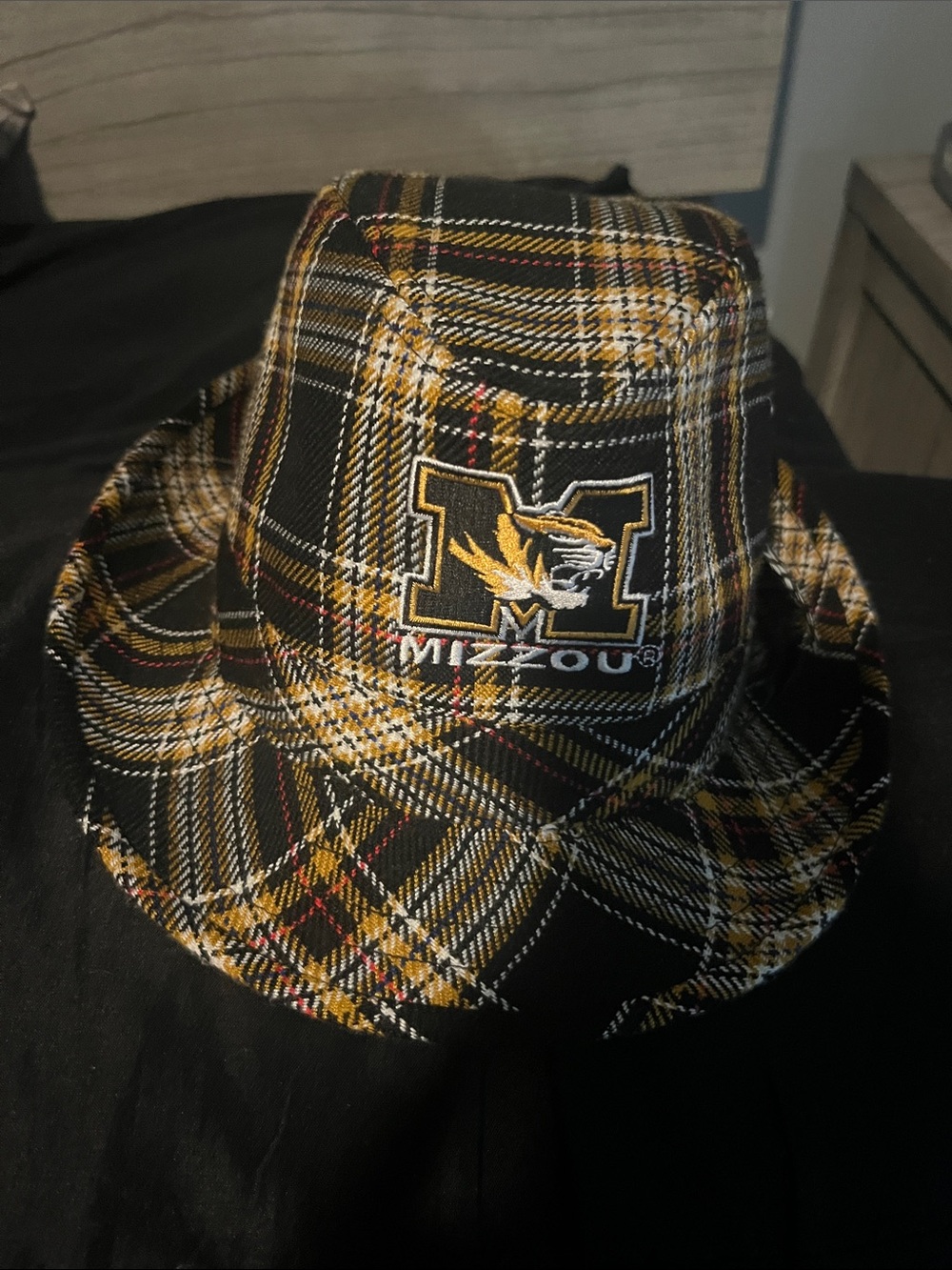 Black & Gold Plaid Bucket Hat